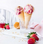 Strawberry, Rhubarb and Campari Ripple Ice Cream