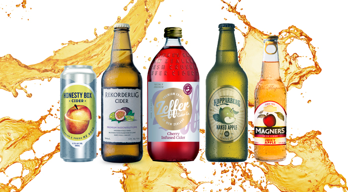 summer cider Honesty Box NZ Rose Cider, Rekorderlig Passionfruit-Lime Cider, Zeffer Cherry Infused Cider, Kopparberg Naked Apple Cider, Magners Juicy Apple Cider